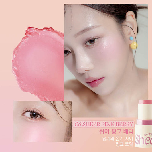 MAKEheal Tinted Sheer Stick Blusher-06 Sheer Pink Berry 6g