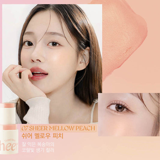MAKEheal Tinted Sheer Stick Blusher-07 Sheer Mellow Peach 6g