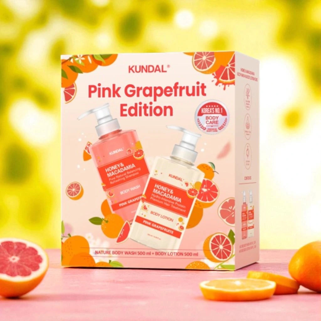 KUNDAL Honey & Macadamia Limited Edition Pink Grapefruit Body Set 500ml*2