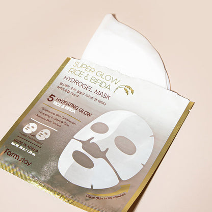 Farmstay Super Glow Rice & Bifida Hydrogel Mask 4pk