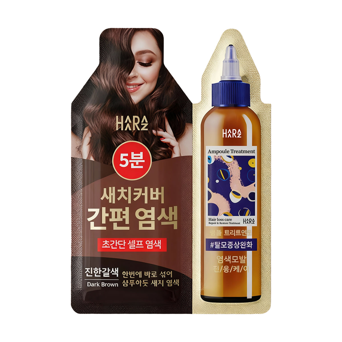 HAARAZ Easy Gray Cover & Ampoule Treatment-Dark Brown 3pcs