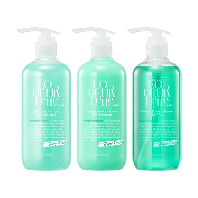 L'ODEURLETTE Baby Powder Colorfit Powdery Breeze Hair & Body Trio 500ml*3
