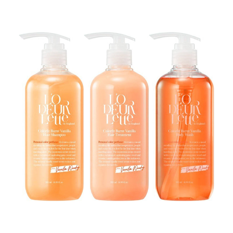 L'ODEURLETTE Vanilla Woody Colorfit Burnt Vanilla Hair & Body Trio 500ml*3